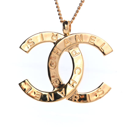 Chanel Metal CC Paris Button Necklace Gold 3 of 4