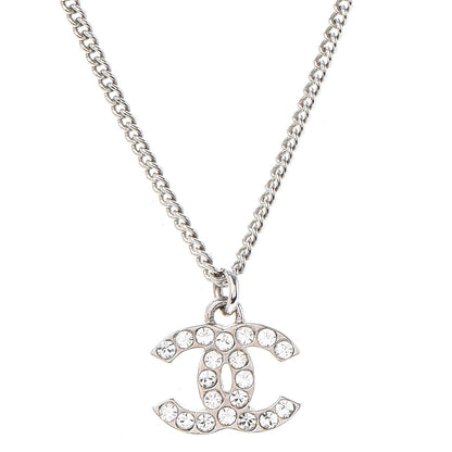 Chanel Crystal Timeless CC Necklace Silver 4 of 7