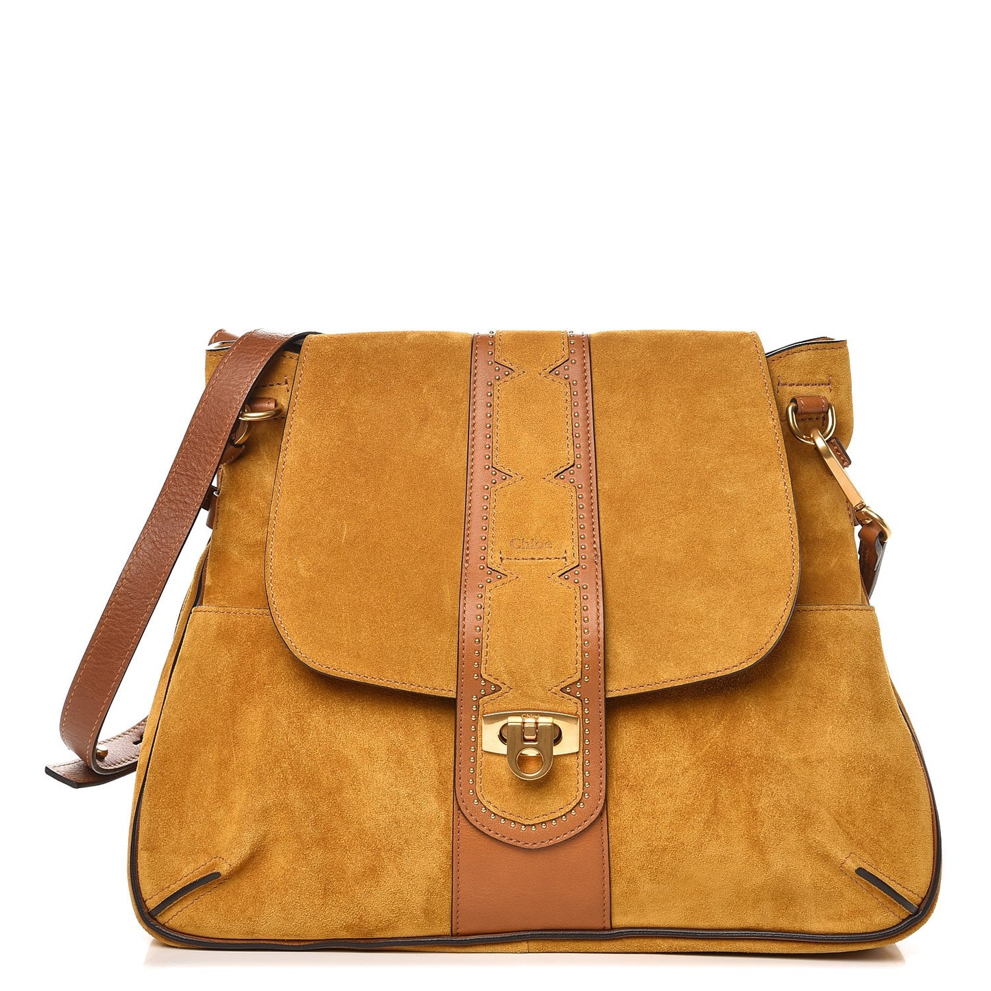 Suede Medium Lexa Shoulder Bag Mustard Brown