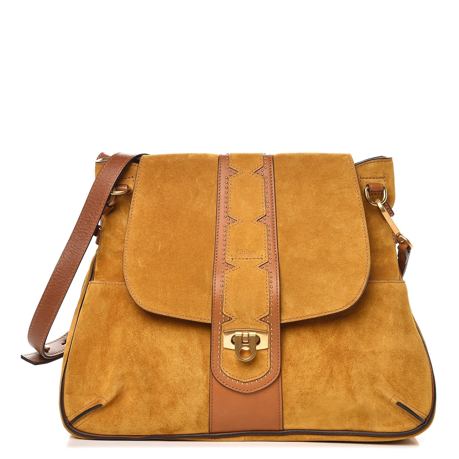 Chloe Suede Medium Lexa Shoulder Bag Mustard Brown 1 of 7