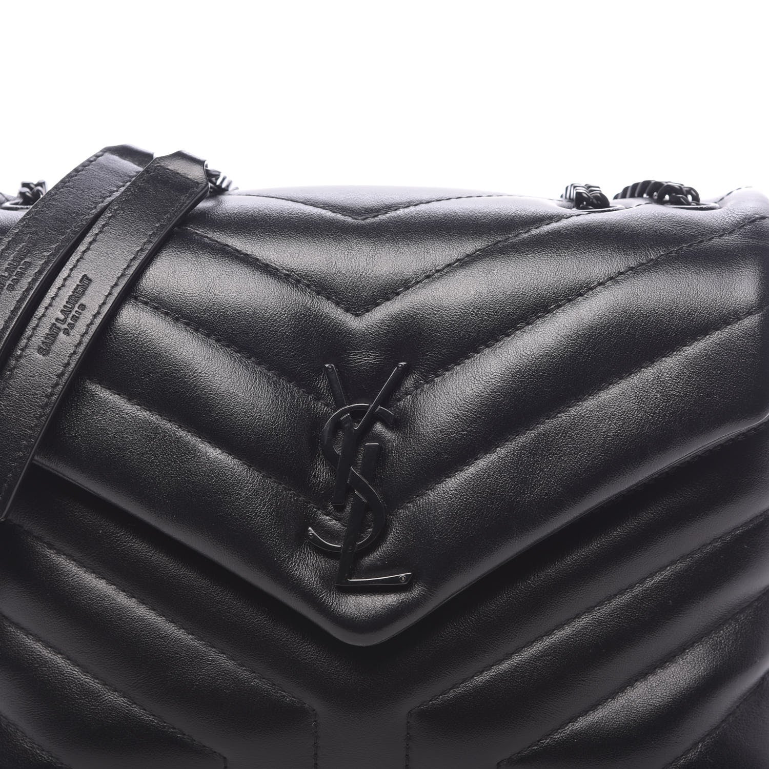 Saint Laurent Calfskin Y Quilted Monogram Small Loulou Chain Satchel Black 7 of 9