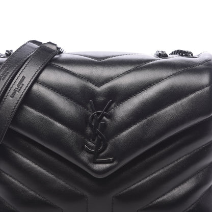 Saint Laurent Calfskin Y Quilted Monogram Small Loulou Chain Satchel Black 7 of 9