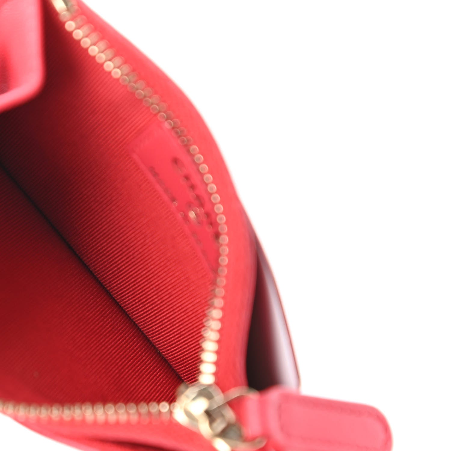 Chanel Lambskin Quilted Zip Card Holder Red 5 of 10