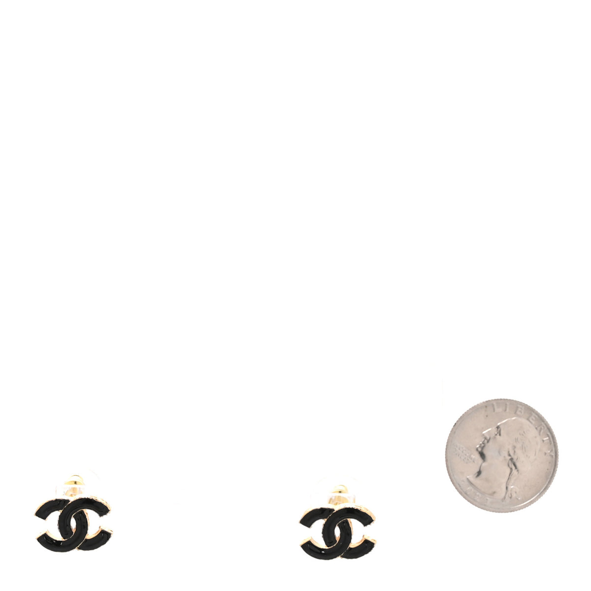 Chanel Metal Enamel CC Earrings Black Gold 2 of 4