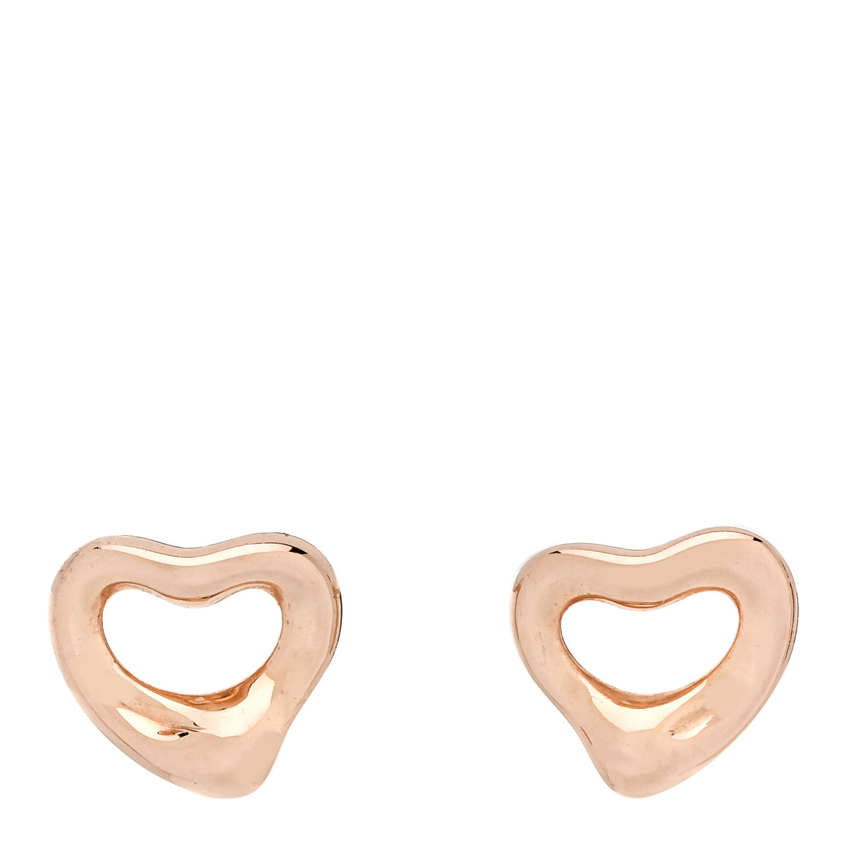 Tiffany 18K Rose Gold 7mm Elsa Peretti Open Heart Earrings 1 of 6