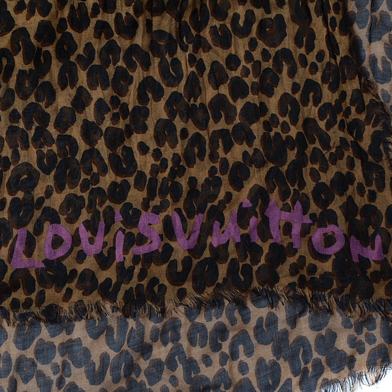 Louis Vuitton Cashmere Silk Leopard Stole Brown 3 of 5