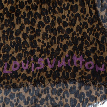 Louis Vuitton Cashmere Silk Leopard Stole Brown 3 of 5