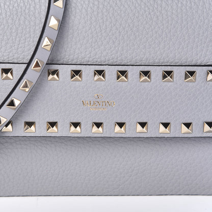 Valentino Garavani Pebbled Calfskin Rockstud Side Slip Crossbody Pastel Grey 9 of 9