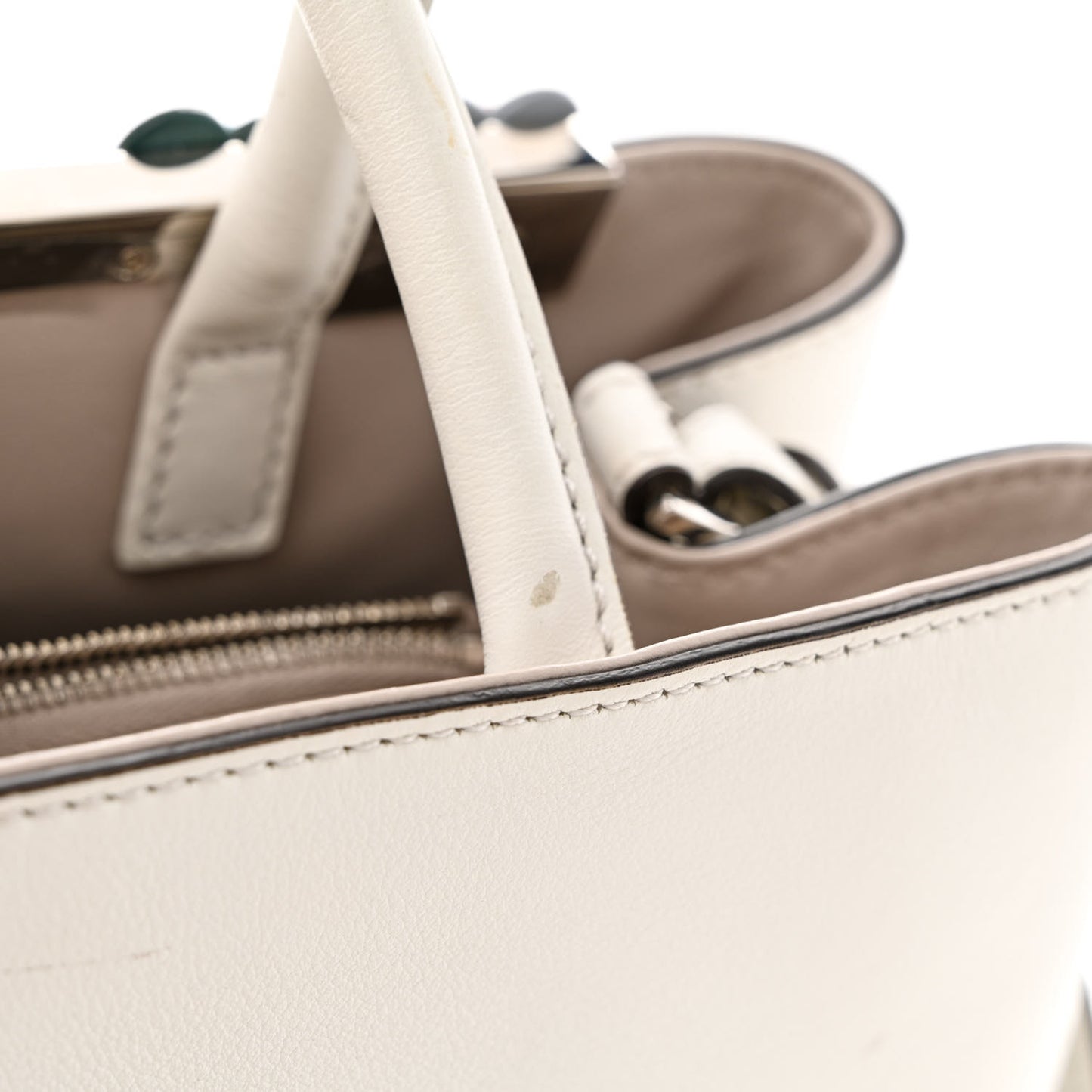 Calfskin PVC Flower Studs Petite 2Jours Tote White Ice Multicolor