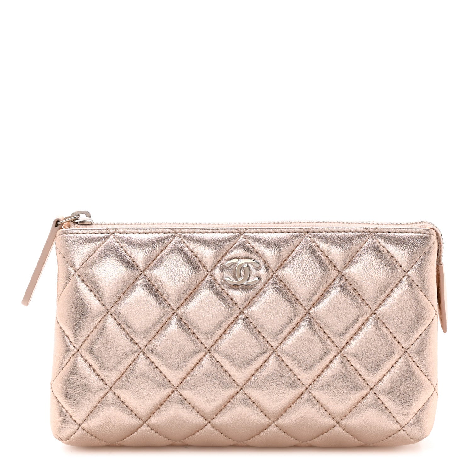 Chanel Metallic Lambskin Quilted Cosmetic Pouch Light Pink 1 of 9