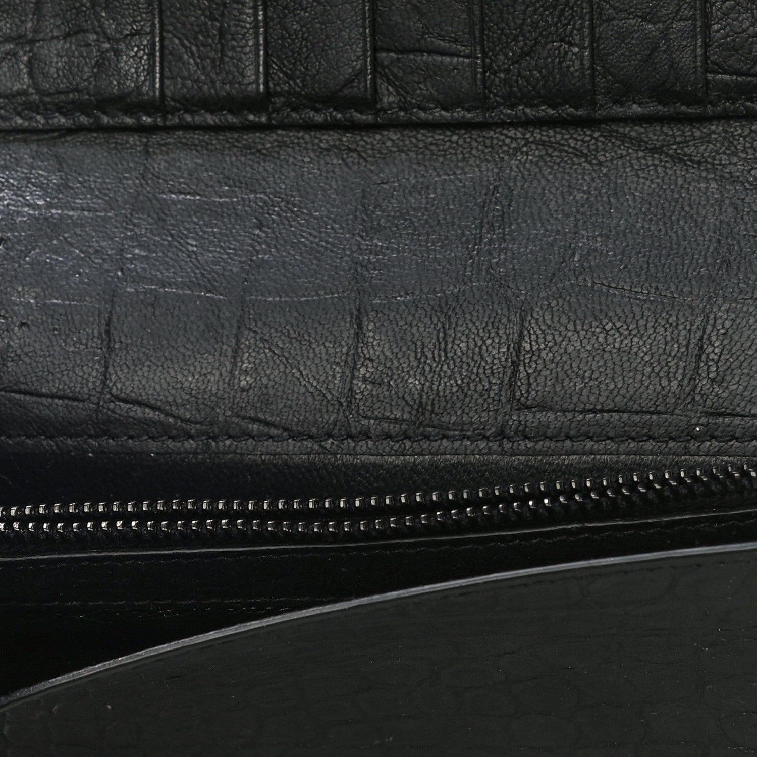 Saint Laurent Crocodile Embossed Sheepskin Mens Zip Around Continental Wallet Black 13 of 14