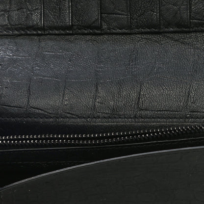 Saint Laurent Crocodile Embossed Sheepskin Mens Zip Around Continental Wallet Black 13 of 14
