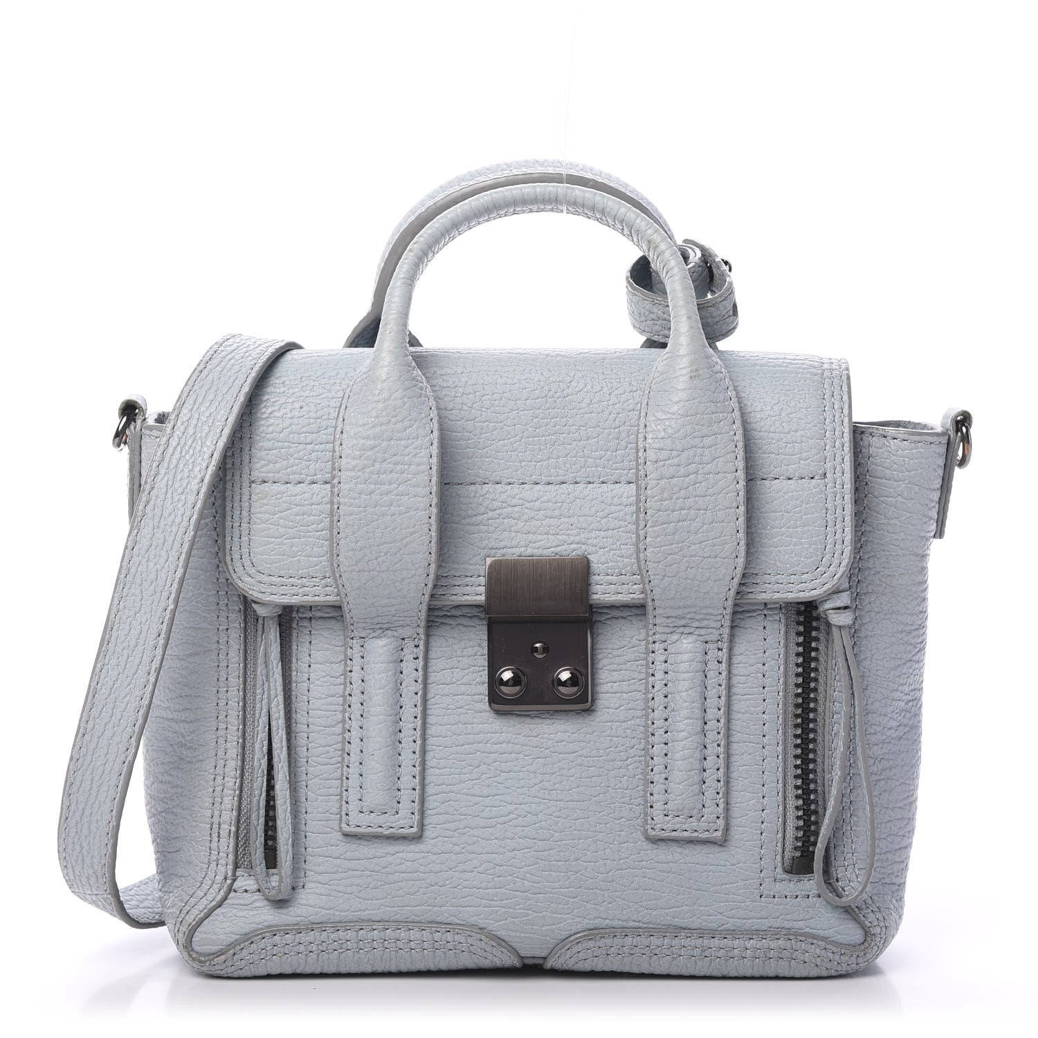 3.1 Phillip Lim 3.1 Textured Calfskin Mini Pashli Satchel Light Blue 1 of 16