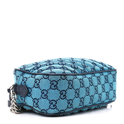 Gucci Monogram Multicolor Matelasse Diagonal Small GG Marmont Chain Shoulder Bag Light Blue 4 of 11