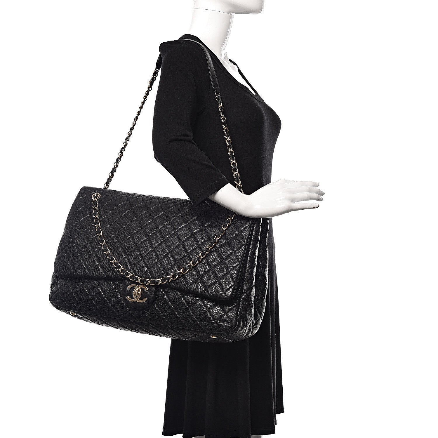 Chanel Calfskin Quilted XXL Travel Flap Bag Black 2 of 10