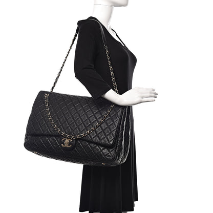 Chanel Calfskin Quilted XXL Travel Flap Bag Black 2 of 10