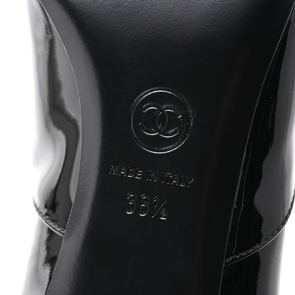 Chanel Patent Grosgain Cap Toe Short Boots 38.5 Black 7 of 10