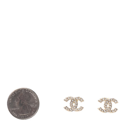 Chanel Pearl Crystal CC Stud Earrings Gold 2 of 4