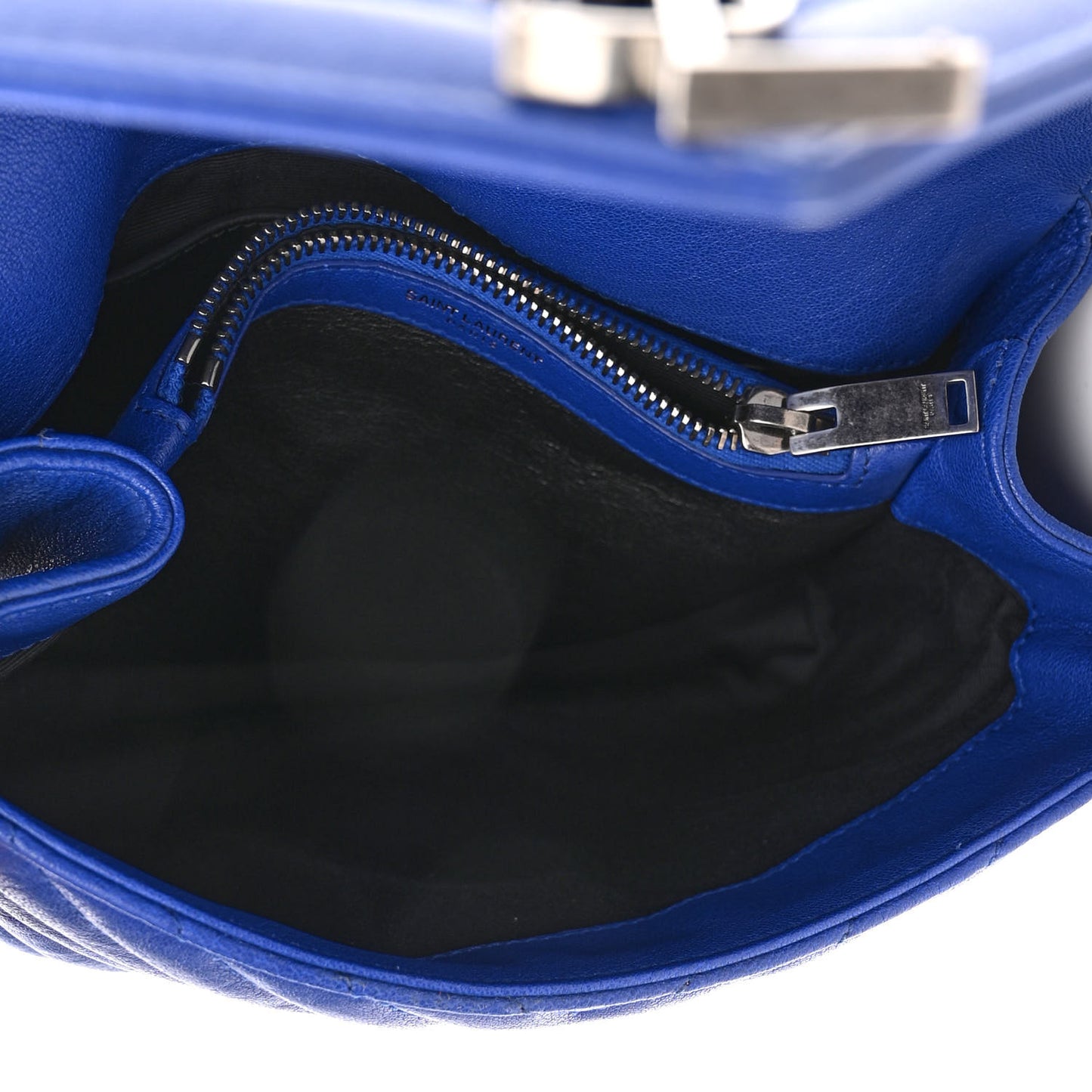 Sheepskin Matelasse Chevron Monogram Medium College Bag Royal Blue