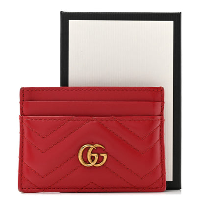 Gucci Calfskin Matelasse GG Marmont Card Holder Hibiscus Red 10 of 10