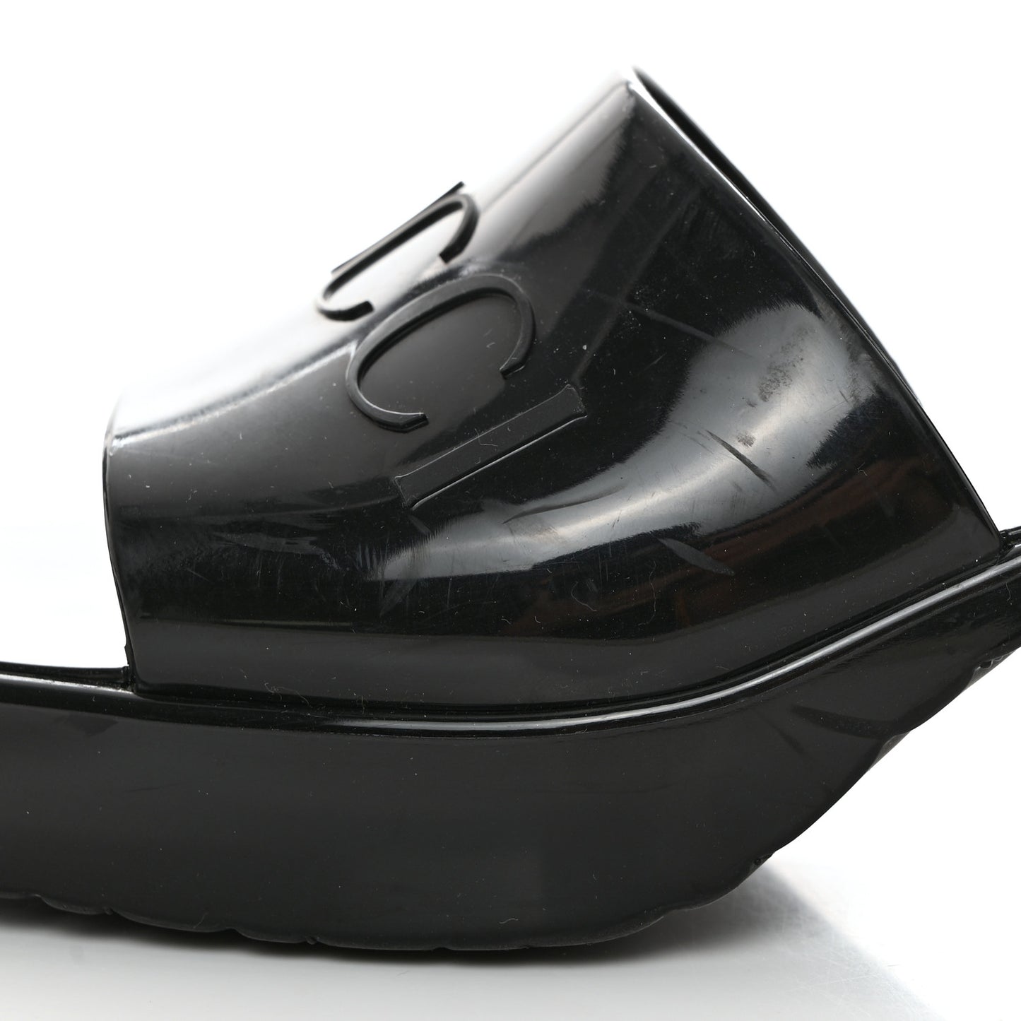 Rubber Gucci Logo Womens Platform 20/60mm Slide Sandals 37 Black