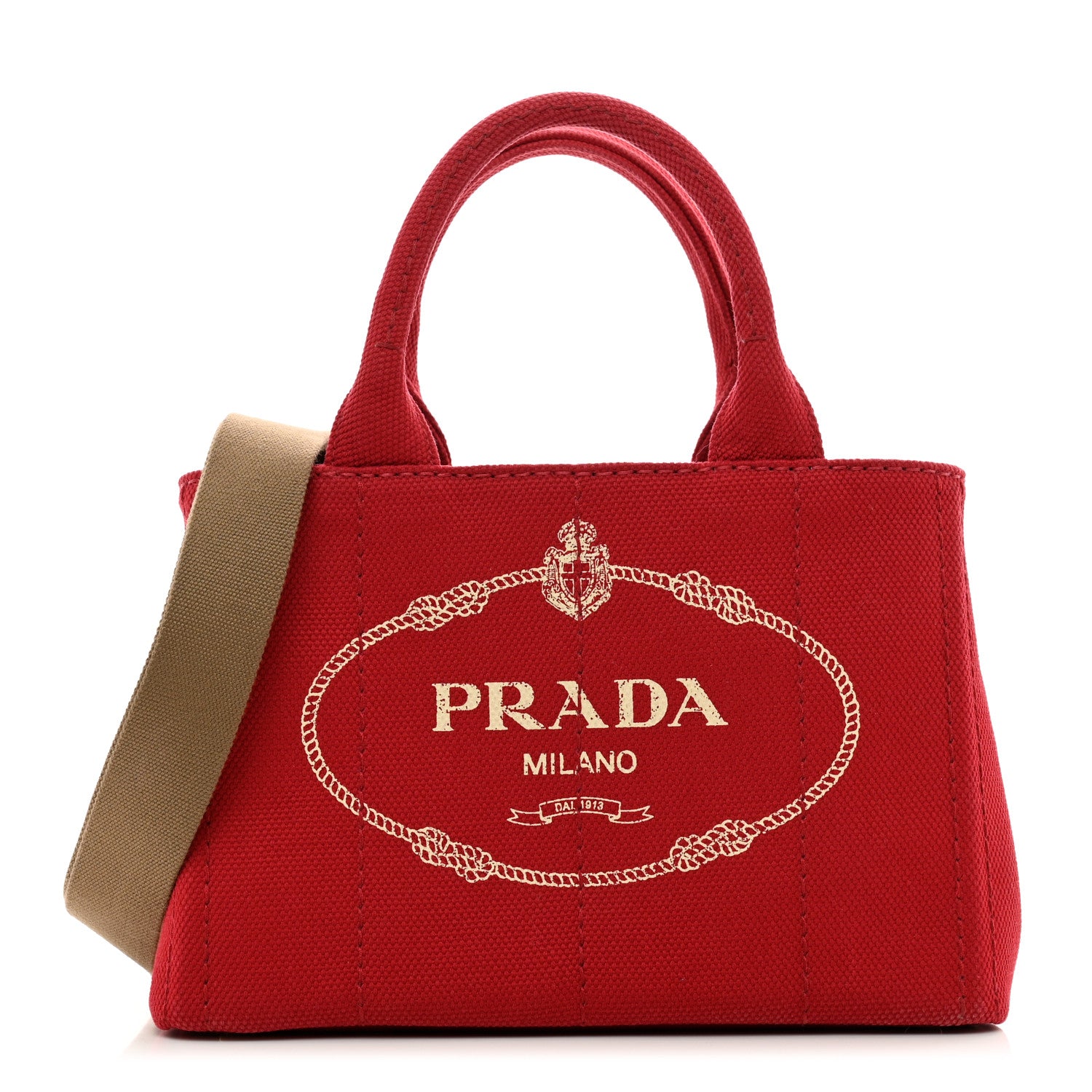 Prada Canapa Small Logo Tote Rosso Talco 1 of 11
