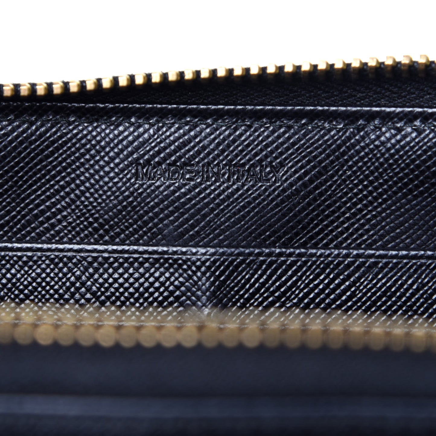 Saffiano Metal Zip Around Wallet Black