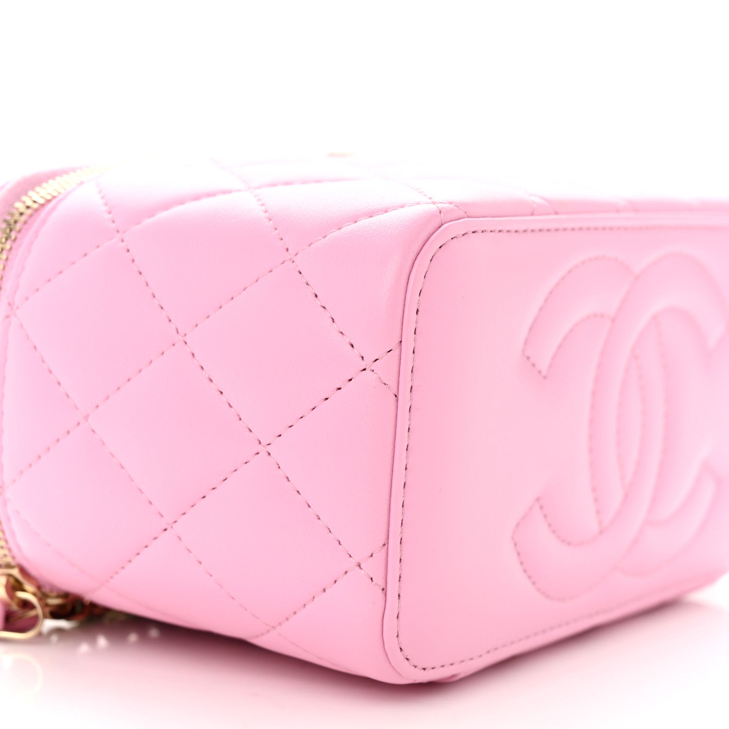 Chanel Lambskin Quilted Small Top Handle Vanity Case With Chain Lilac Light Green 9 of 12