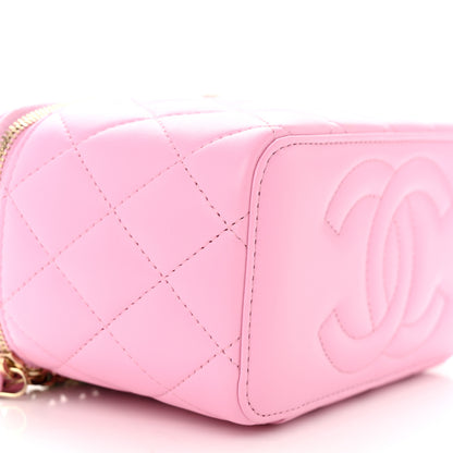 Chanel Lambskin Quilted Small Top Handle Vanity Case With Chain Lilac Light Green 9 of 12