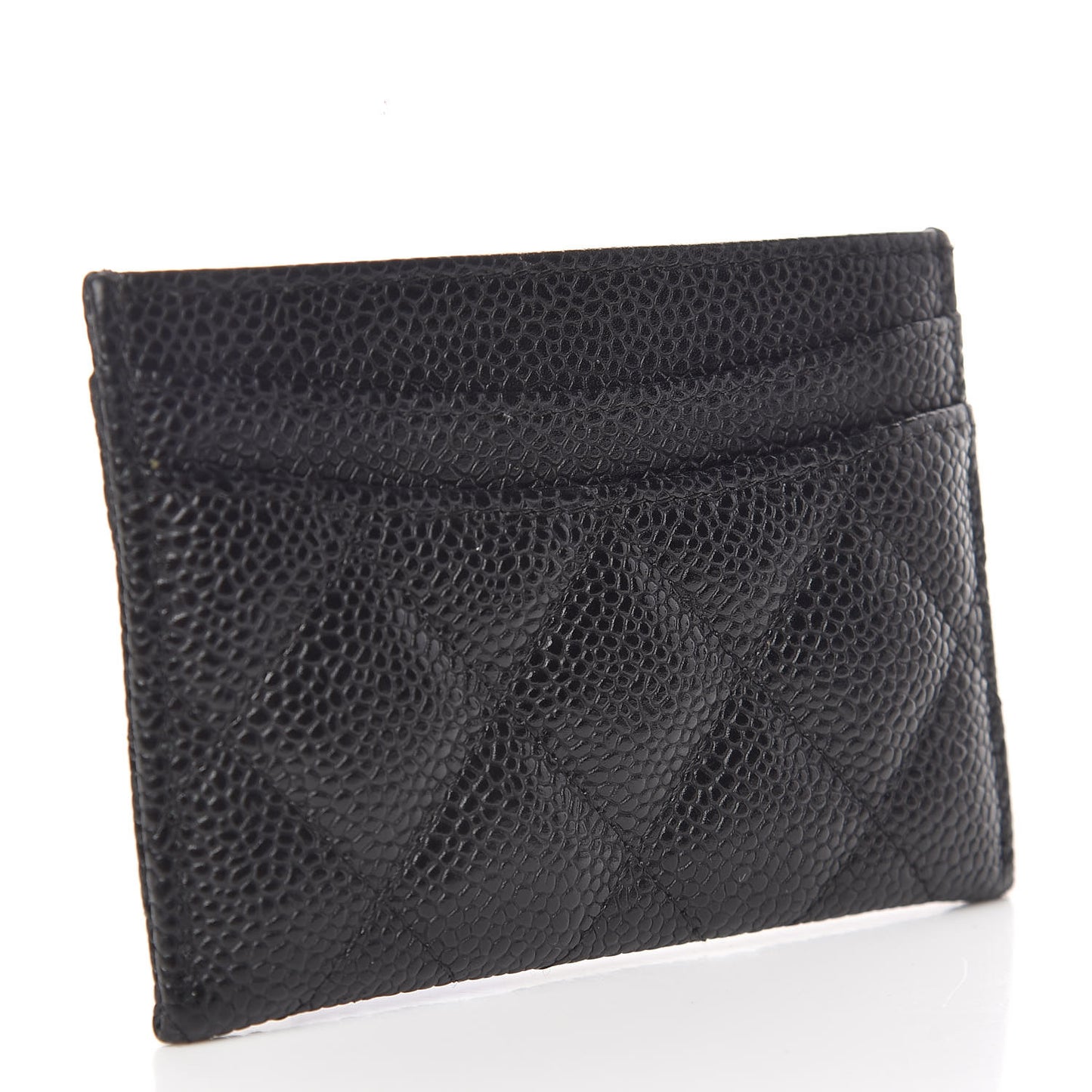Caviar Quilted Card Holder Black
