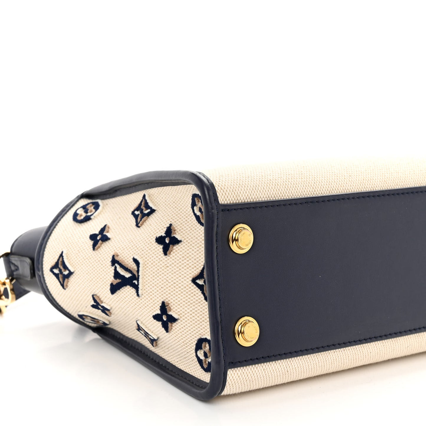 Canvas Calfskin Monogram On My Side PM Navy Blue
