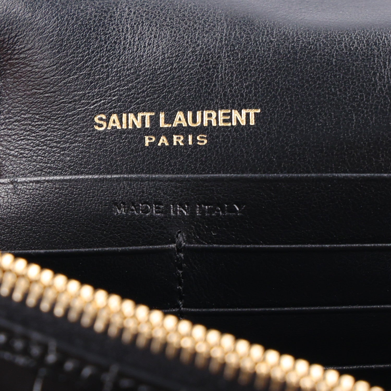 Saint Laurent Calfskin Crocodile Embossed Kate Monogram Tassel Chain Wallet Black 6 of 10
