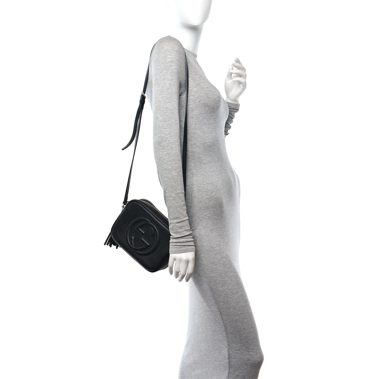 Pebbled Calfskin Small Soho Disco Bag Black