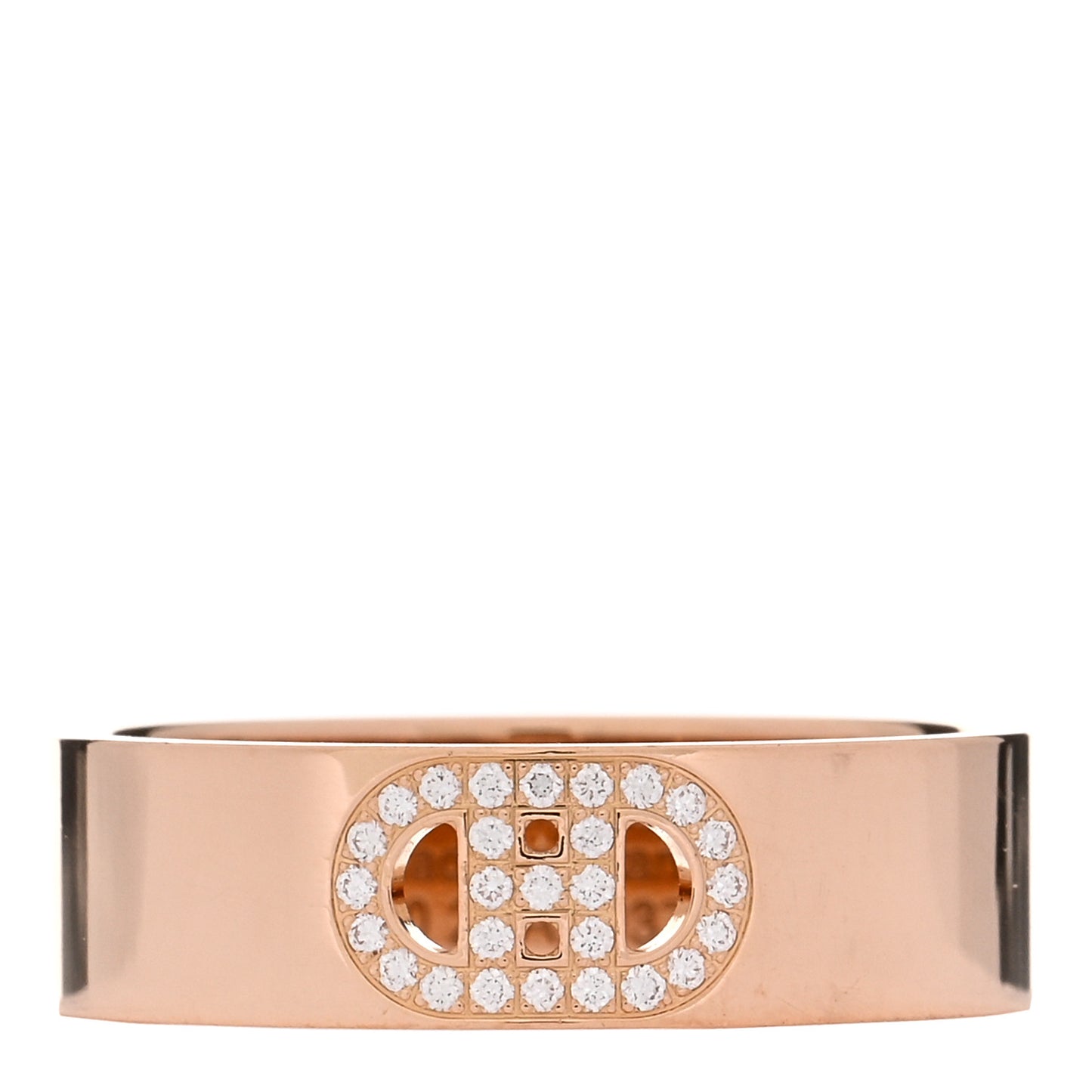 18K Rose Gold Diamond PM H D'Ancre Ring 55 7.25