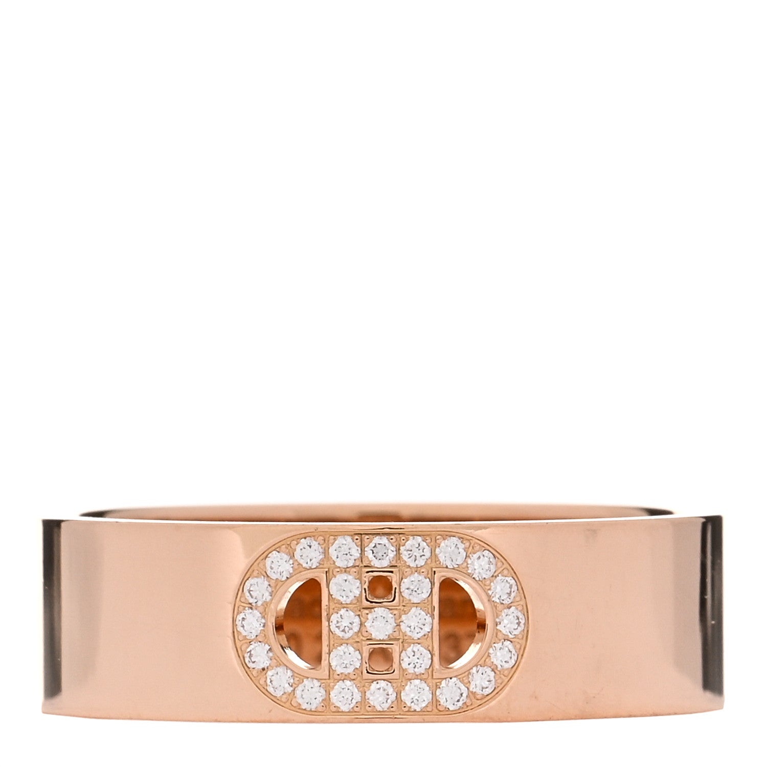 Hermes 18K Rose Gold Diamond PM H D'Ancre Ring 55 7.25 1 of 5