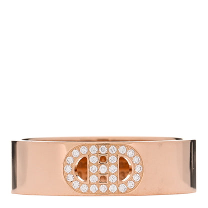 Hermes 18K Rose Gold Diamond PM H D'Ancre Ring 55 7.25 1 of 5
