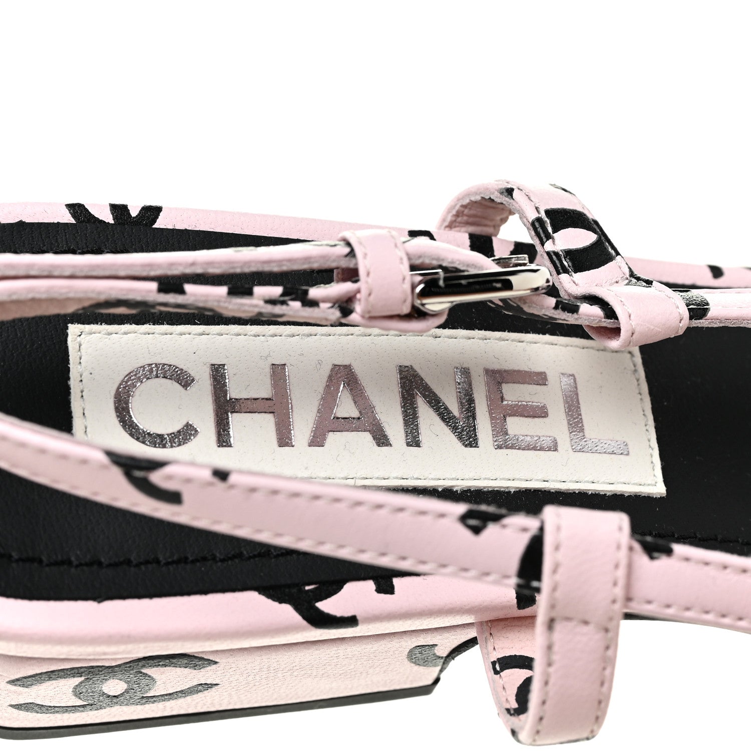 Chanel Printed Lambskin Coco Beach Sligback Sandals 37.5 Light Pink Black 8 of 8