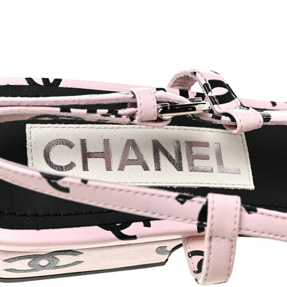 Chanel Printed Lambskin Coco Beach Sligback Sandals 37.5 Light Pink Black 8 of 8