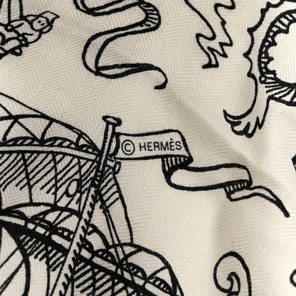 Hermes Cashmere Silk Tatouages Marins Bandana Shawl 140 White Black 5 of 5