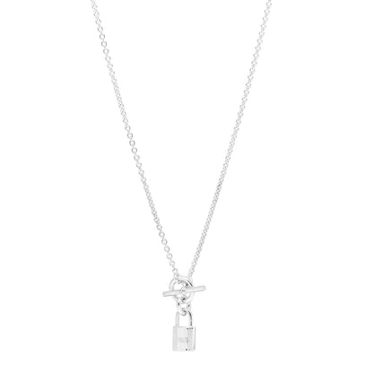Hermes Sterling Silver Cadenas Kelly Lock Pendant Necklace 1 of 6