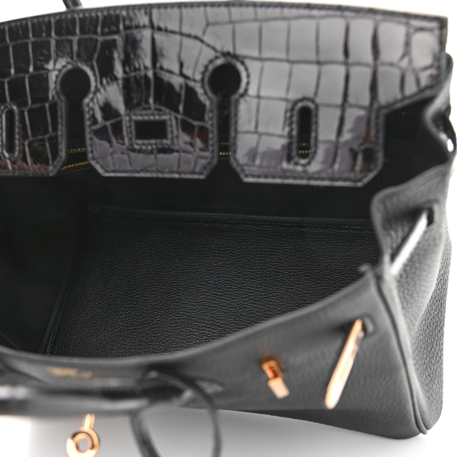 Hermes Togo Shiny Niloticus Crocodile Birkin Touch 25 Black 4 of 10