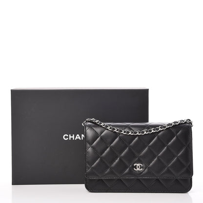 Chanel Lambskin Quilted Wallet On Chain WOC Black 11 of 11