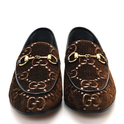 Gucci Velvet GG Monogram Horsebit Womens Jordaan Loafers 35.5 Brown Black 3 of 10