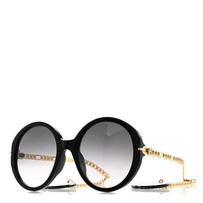 Gucci Acetate Detachable Charm Oversized Frame Round Sunglasses GG0726S Black 1 of 7