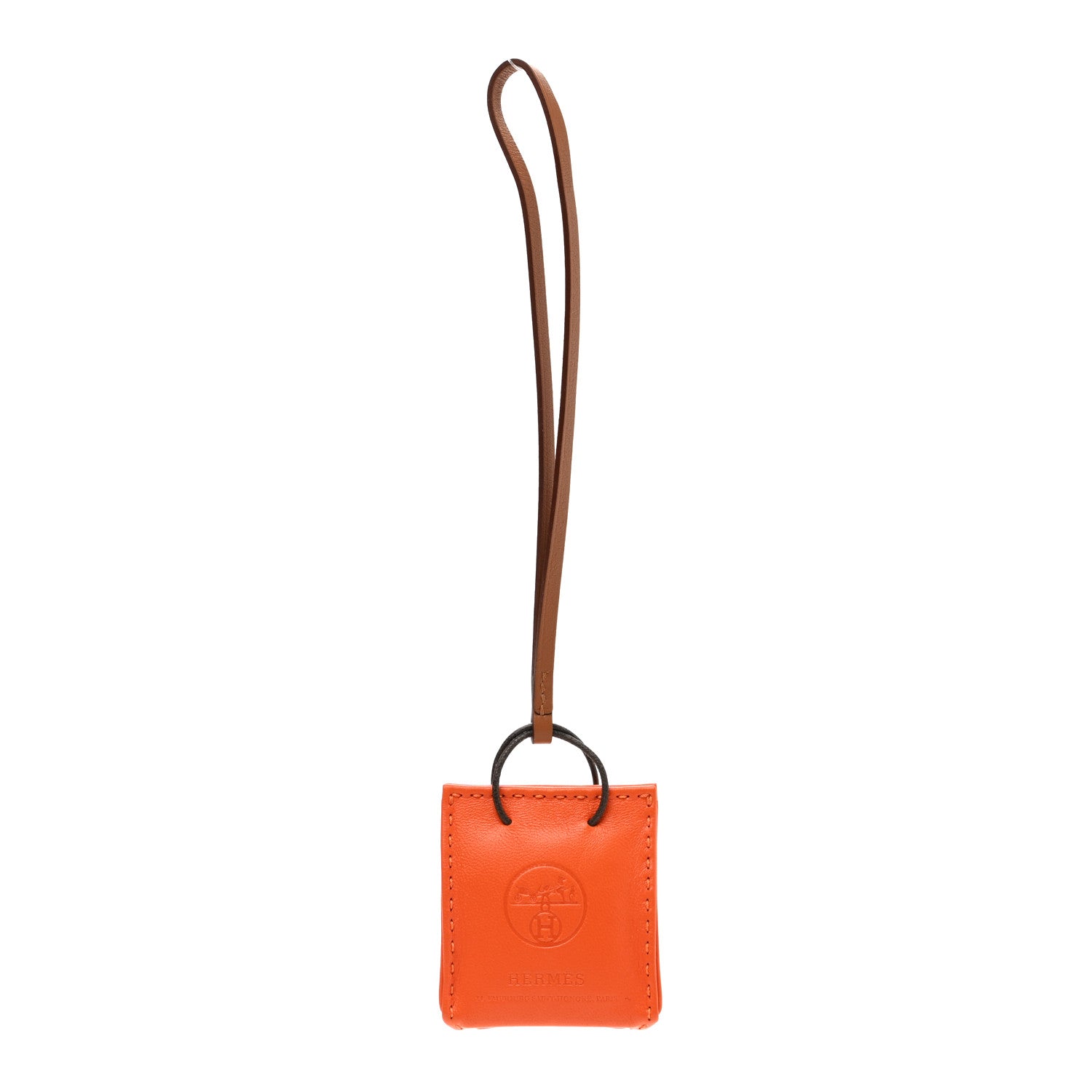 Hermes Milo Lambskin Swift Shopping Bag Charm Feu Gold 1 of 5