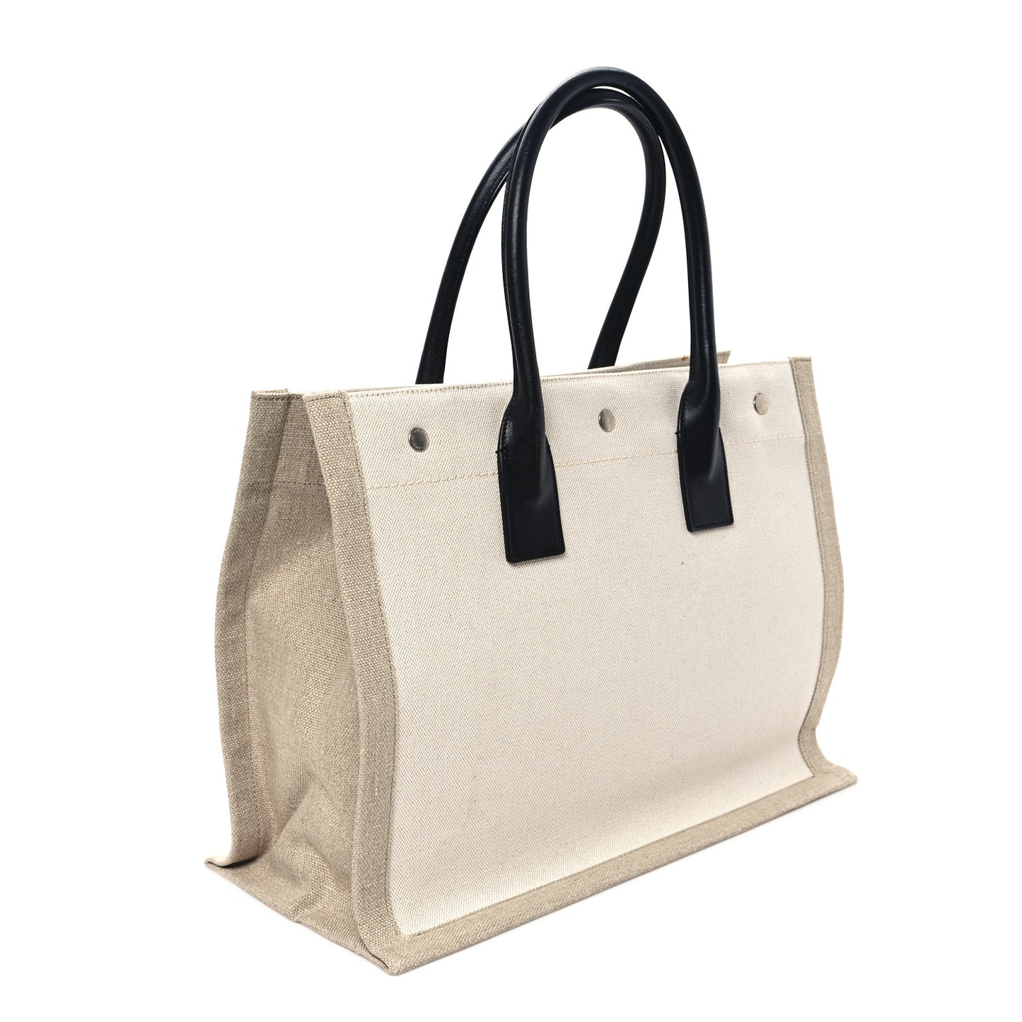 Linen Calfskin Small Rive Gauche Tote Greggio Natural