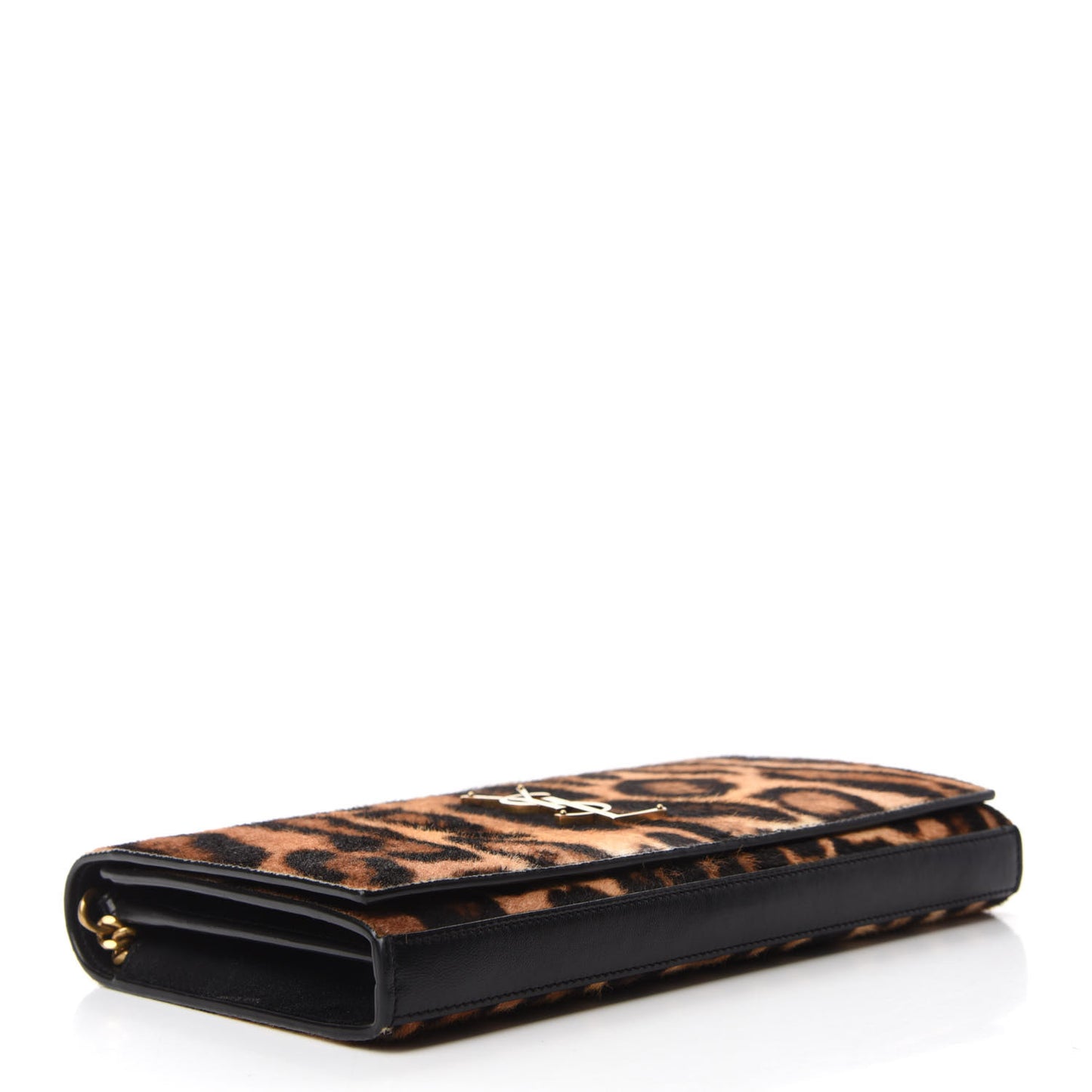 Calf Hair Monogram Chain Wallet Leopard