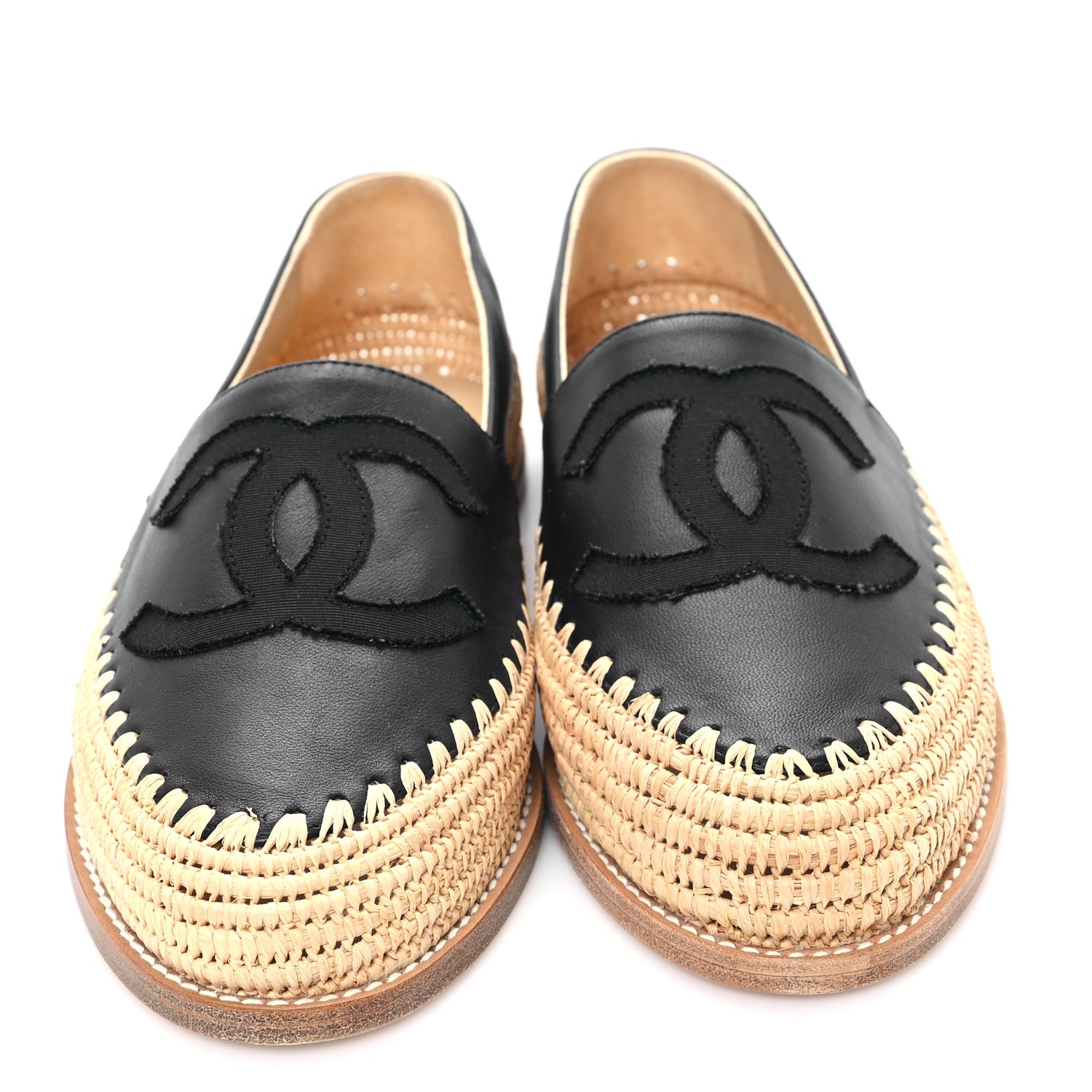 Chanel Lambskin Grosgrain Espadrilles 39 Navy Black 3 of 10