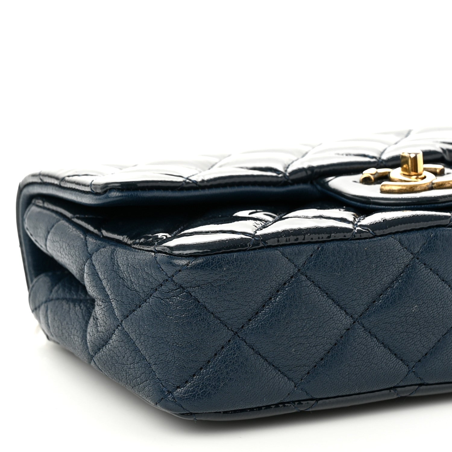 Chanel Patent Goatskin Quilted Small CC Eyelet Flap Blue 8 of 9