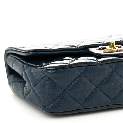Chanel Patent Goatskin Quilted Small CC Eyelet Flap Blue 8 of 9